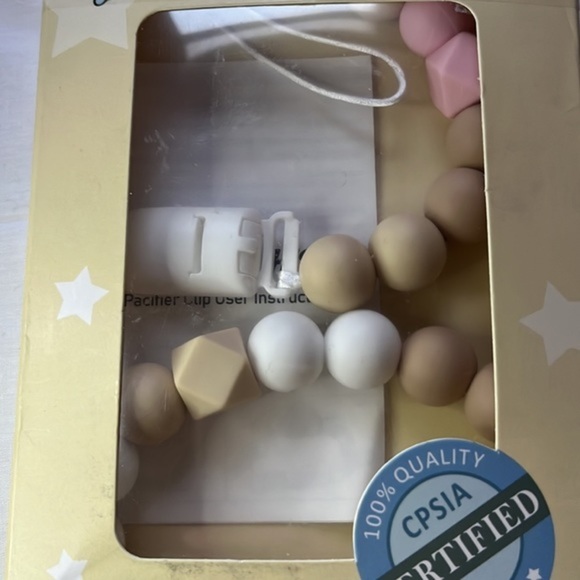 Binky Clip Set: Beige Pink 2 Pack - Picture 4 of 4